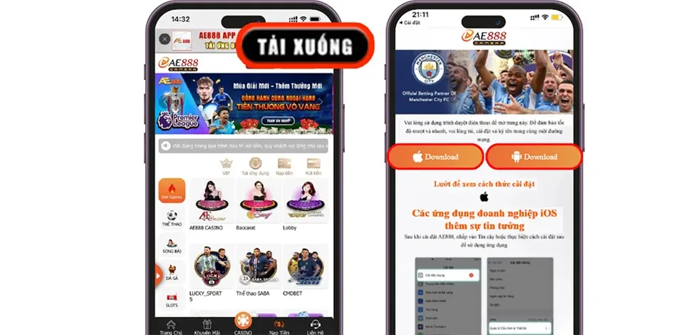 Dùng App chính thức của AE888 để tranh link giả mạo